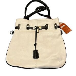 Vera Pelle, genuine, leather, white, and navy bag new with tags